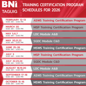 BNI Taguig Training Certification Program