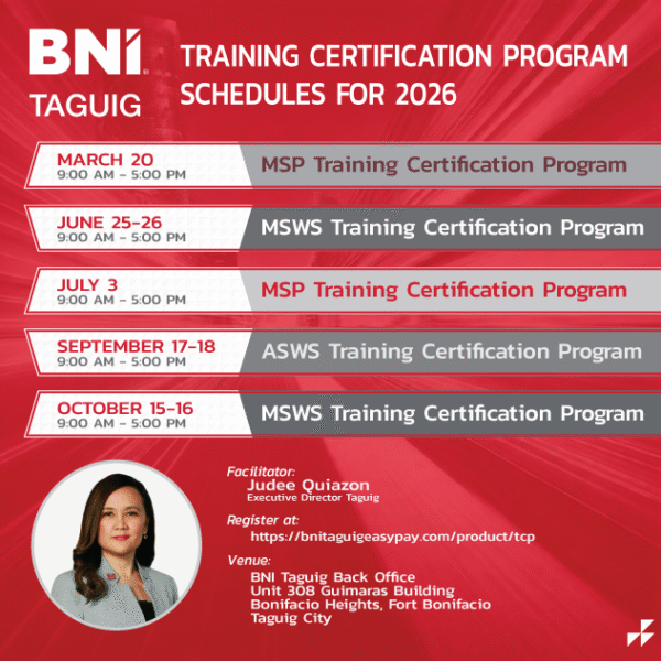 BNI Taguig Training Certification Program - BNI Taguig | EasyPay